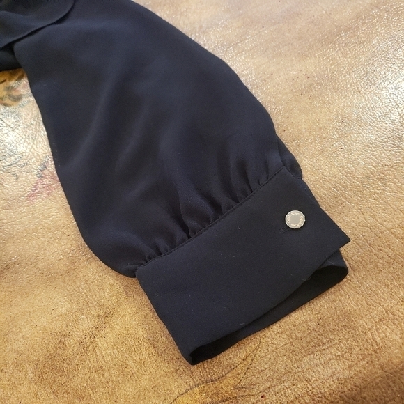 Calvin Klein Long Sleeve Cold Shoulder Blouse with Ruffles and Tie Front - Picture 8 of 12